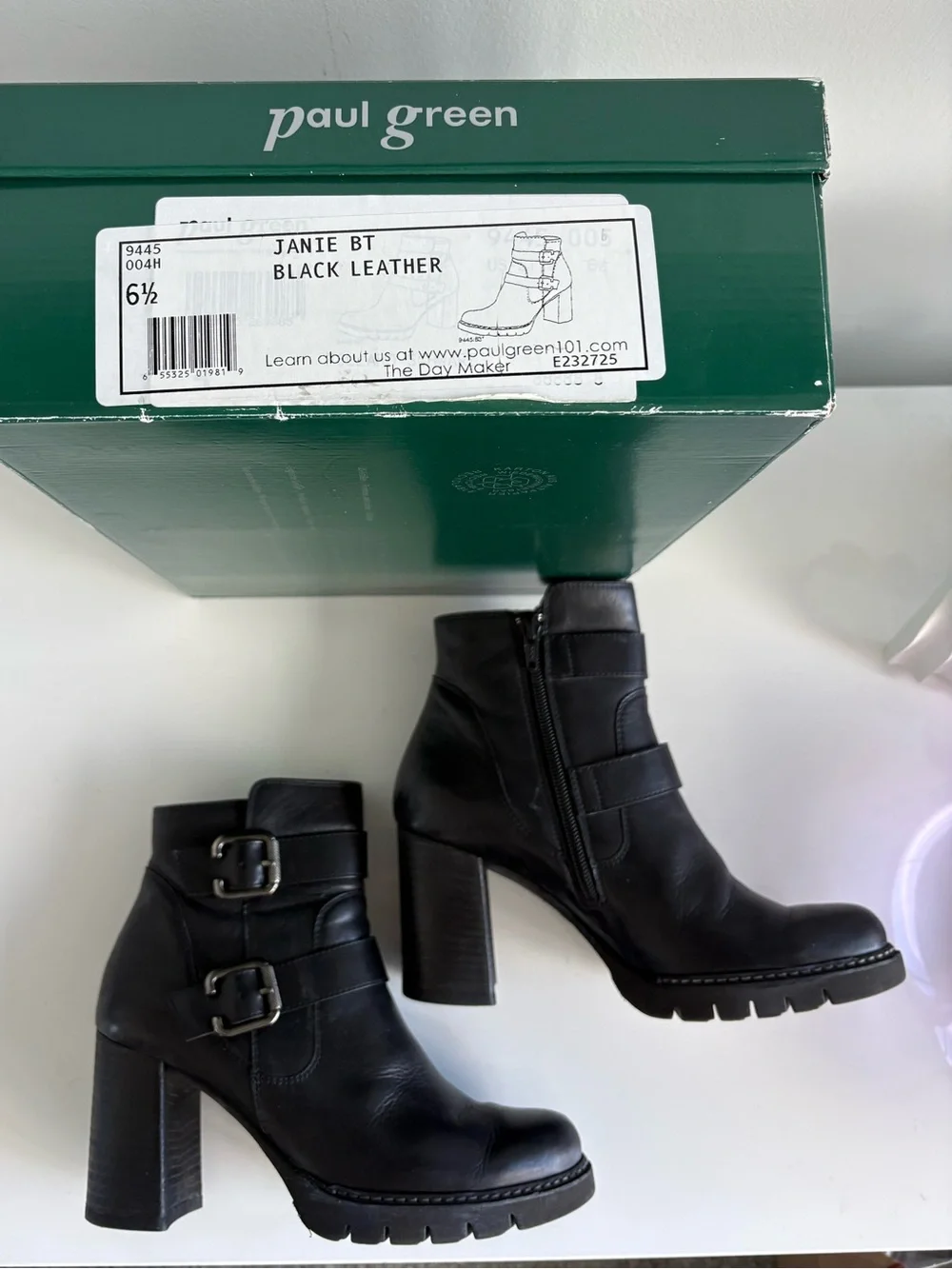 Paul Green moto block-heel ankle bootie sz 6.5